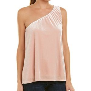 French Connection Aurore Velvet One shoulder top